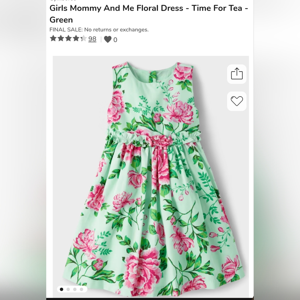 Gymboree Girl's Time For Tea Floral Dress And Teacup Cardigan - NWOT
